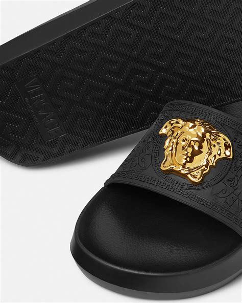 palazzo slides versace|Versace la medusa leather slides.